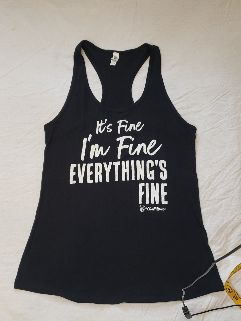 Black Graphic Racerback Tank Top - It's Fine I'm Fine Everything's Fine